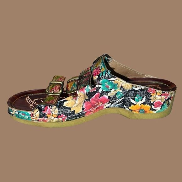 L'Artiste Spring Step Dandi Hand Painted Tooled Leather Sandals EU 36 5.5/6 - Picture 6 of 6